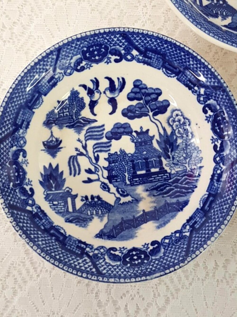 Vintage Blue Willow Soup Cereal Bowls Japan Blue White Transferware - Set of 3 - Picture 5 of 8